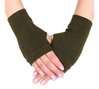 Gants Unisexes Demi-Doigts d'hiver en Tricot Extensible De Couleur Unie Chauffe-Mains Courts en Coton sans Doigts avec Trou pour Le Pouce pour Femmes Ensembles par Temps Froid