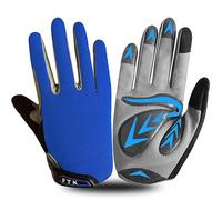 Gants Velo Enfant Cyclisme Junior Running VTT Moto Plein Doigt Poignée Paire, Gant Bicyclette Escalade Randonnée Skateboard Gel Résistant à l'abrasion Antideparant Mitaines Outdoor (XXL, Bleu)