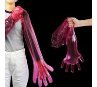 Gants Vétérinaires Jetables, 40 Gants en Plastique Souple Extrêmement Extensibles, Examen Vétérinaire, Gants d'insémination Artificielle, Nettoyage Ménager, Protection des Bras (Rouge)