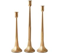 Ganwu Lot de 3 bougeoirs en fer doré pour mariage, table à manger, décoration d'intérieur (doré)