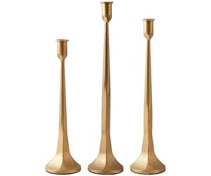 Ganwu Lot de 3 bougeoirs en fer doré pour mariage, table à manger, décoration d'intérieur (doré)