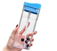 GANYKQ Bouteilles d'eau carrées en forme de boîte - Bouteilles d'eau plates de voyage - Bouteilles portables avec paille - 5 couleurs