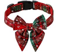 GANYKQ Collier de Noël pour animaux de compagnie avec nœud papillon - Accessoires de costume pour animal domestique - Collier de vacances pour chaton