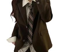 GANYKQ Cravate vintage rayée pour femmes et hommes - Cravate japonaise décontractée polyvalente - Accessoires scolaires, Rayures marron café, Comme décrit