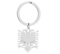 GANYKQ Porte-clés albanais élégant avec pendentif doré et argenté - Accessoire ethnique unique pour homme et femme, Argenté, Comme décrit