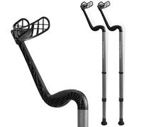 GANYMED Aide à la marche à l'avant-bras avec poignée ergonomique souple - Support d'avant-bras réglable en hauteur en métal léger - Béquilles avec pied en caoutchouc - Jusqu'à 120 kg - Gris