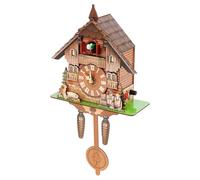 GANYUNG Horloge murale coucou avec battement des heures, grand cadran MDF | Horaire 7 à 21 heures, volume réglable, marqueurs blancs, facile à lire, pour la décoration du salon