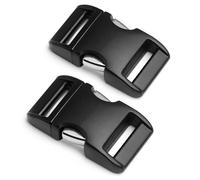 Ganzoo 2 fermoirs à clic métal Alumaxx 3/4" (20 mm) noir mat, boucle à clip double face légèrement courbée, revêtement poudré, pour paracorde, bracelets, colliers chien, sac à dos, sangles, cordons