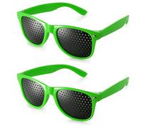 Ganzoo 2 pièces lunettes à trous sténopéiques à grille, forme B, couleur vert, branches pliables, plastique, 150 mm, 140 mm branches, pour routine de repos visuel, lecture, pauses écran, bureau maison