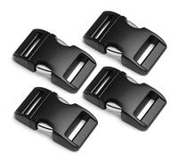 Ganzoo 2x cliquet de fermeture à clip Alumaxx en métal 1" 25 mm, noir mat, fermoir double face légèrement courbé, pour paracord, bracelets, colliers chien, sangles de sac, bricolage et voyage