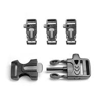 Ganzoo 3 fermoirs clip à clic plastique 3/4" noir, fermeture rapide pour paracorde, sangle de sac à dos, ceinture et collier, sifflet de signalisation intégré, allume-feu + lame métal, fente 19x4 mm