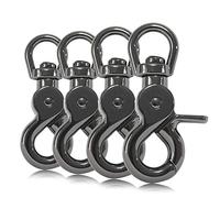Ganzoo 4 mousquetons à gâchette avec émerillon tournant, Longueur 61 mm, Zinc moulé sous Pression, Teinte Titan, Fixation paracorde 550, Laisse et Collier Chien, Porte-clés, Accessoires Outdoor