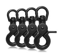 Ganzoo 4 mousquetons Ciseaux a Tete pivotante, Acier Allie Noir Mat Non rouillant, pour Laisse de Chien, Collier, Harnais, paracorde 550, Longueur 61 mm, Ouverture 13 x 12 mm, oeillet 12 x 11 mm