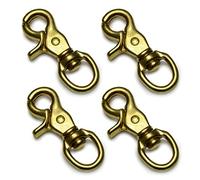 Ganzoo 4 pièces mousquetons à Ciseaux avec Articulation rotative Anti-Torsion, 73 mm, oeillet 18 mm, Acier allié Finition Laiton, pour Laisse de Chien, Collier, paracorde 550, Porte-clés et Bricolage