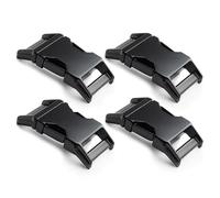Ganzoo Alumaxx lot de 4 fermetures à clic en métal 5/8'' noir mat, attaches rapides pour bracelet paracorde, collier de chien, sangle de bagagerie, usage outdoor, profil légèrement courbé, 38 x 20 mm