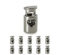 Ganzoo bloqueur de cordon metal argent verchrome x10, cord stopper forme droite 1 trou 4 mm, 17 x 9 mm, pour lacets et cordelettes, reparation veste, capuche, bagagerie couture retouche vetements sacs