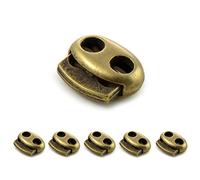 Ganzoo bloqueurs pour Cordon en métal Bronze, Double Trou pour Passage contrôlé, Lot de 5, pour Liens de Capuche, Bas de Veste, Sweat, Pantalon, Sac à Cordon, Dimensions 17 x 15 mm, Passage 4 mm