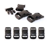 Ganzoo clip boucle plastique noir 3/8, fermoir à encliqueter pour paracorde, bracelet, collier chien, sangle étroite, accessoire DIY et réparation, dimensions 29 mm x 15 mm, fente 11 x 3 mm, lot de 5