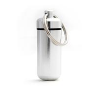 Ganzoo conteneur capsule porte-clés en aluminium argent, fermeture à vis avec joint en caoutchouc et capuchon dévissable, 45 mm, diamètre 17 mm extérieur 15 mm intérieur, 10 g, anneau 25 mm