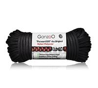 Ganzoo Corde à âme gainée paracorde 550 Type 3, Noir, diamètre 4 mm, Longueur 3 m, 7 brins internes, Gaine Polyester/Nylon, pour tressage et Bricolage DIY, Porte-clés Bracelet Laisse Collier Chien