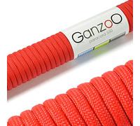 Ganzoo Corde paracorde 550 Type 3 Rouge, 4 mm diametre, 3 m Longueur, Noyau 7 brins ame gainee, Polyester/Nylon, pour Bracelet Porte cles, Laisse et Collier Chien, Camping, Survie, haubanage Tente