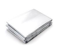 Ganzoo Couverture de Survie isothermique Feuille Aluminium Couleur Aluminium, Limite la Perte de Chaleur du Corps, Protection Vent Pluie Soleil, Dimensions 215 x 90 cm, Format Pack 12,5 x 7 x 2,5 cm