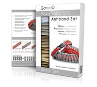 Ganzoo ensemble paracorde 550 bracelets à nouer soi-même, teinte sable, 5 cordes nylon 4 mm (5x3 m), 5 boucles clic 10 mm, guide 16 pages, mètre ruban flexible 300 cm pour ajustement