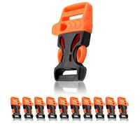 Ganzoo Fermeture à clic 3/4'' en matière synthétique avec sifflet intégré, Noir Orange, Set de 10 Boucles pour Bracelets Paracord, Sangles et Colliers, Fente 20x4 mm