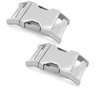 Ganzoo fermetures à clic métal Alumaxx, lot de 2, taille 3/4 pouce 20 mm, boucles clip courbées double face, chromé brillant argenté, pour bracelets paracorde, colliers de chien, sangles de sac à dos