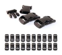 Ganzoo fermoir type boucle à clic plastique Schwarz, 20 pcs, 3/8" pour sangle 10 mm, 30 x 15 mm extérieur, fente 11 x 3 mm guidage, pour paracord 550, réparation d’attaches de sac à dos et travaux DIY