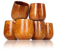 Ganzoo Gobelet décoratif en bois respectueux de l'environnement, 150 ml, design sobre, couleur : marron foncé, Bois, Lot de 6, 6er Set