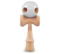 Ganzoo Kendama en Bois de hêtre, Jeu d’adresse Japonais avec Boule percée, Corde Nylon et 3 coupelles, équilibré pour Apprentissage des Figures, modèle Beginner White, 16 cm, Poids 144 g