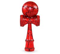 Ganzoo Kendama en hêtre Rouge Noir, Jeu d'adresse Japonais avec Bille percée et Corde Nylon, 3 coupelles de réception Plus Base, Pointe pour Attraper Le Trou, Dimensions 16 cm, Bille 6 cm, 144 g