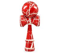 Ganzoo Kendama Japonais Jeu d’adresse en Bois d’hêtre avec Boule percée, Corde Nylon et 3 coupelles pour Figures et équilibre, Rouge/Blanc, Hauteur 16 cm, Boule Ø 6 cm, 1 pièce