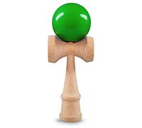 Ganzoo Kendama Traditionnel Japonais en Bois de hêtre Vert + Bois, Jeu d'adresse et de précision avec Boule percée, 3 coupelles et Pointe, Corde Nylon, 16 cm, 144 g, entraînement Coordination