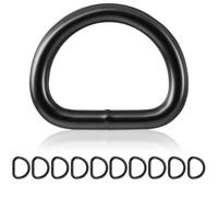 Ganzoo lot 10 anneaux en D acier non rouille noir, taille XL, pour sangle 28 mm, extérieur 50 x 40 mm, section 6 mm, pour collier paracorde chien, fabrication sac à dos, attaches et équipement textile