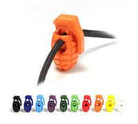Ganzoo lot 10 bloqueurs de lien de serrage type tanka, design grenade, couleur orange, passage 8 mm, dimensions 30 x 17 mm, plastique mat, pour vestes hoodies sacs, loisirs créatifs