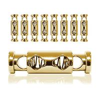 Ganzoo lot 8 bloqueurs de cordon en métal couleur or, pince droite double trou, 36 x 10 mm, ouverture 5 mm, 9 g, fixation des liens sans noeud pour vêtements à coulisse, sacs, équipement