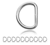 Ganzoo lot de 10 anneaux forme D en acier soudé, argenté brillant, 50 mm x 45 mm, épaisseur 5 mm, conçus pour travaux avec Paracord 550, montage, assemblage et réparation