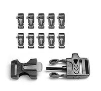 Ganzoo Lot de 10 fermoirs à clic en plastique - 3/4" - Avec sifflet de signalisation et démarreur de feu - Pour bracelets en paracorde - Couleur : noir.