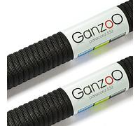 Ganzoo Lot de 2 Cordons Paracord 550 Type 3 Noir, 30 m par Corde, 4 mm, Nylon Polyester, 7 brins internes, Corde Parachute résistante pour tressage, nœuds, Laisse, Collier, projets créatifs