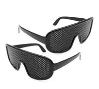 Ganzoo lot de 2 lunettes à sténopé à grille pour entraînement et relaxation des yeux, noires, forme D, branches pliables, plastique 24 g, env. 150 mm larg. 140 mm branches, près/loin