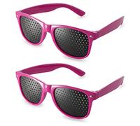 Ganzoo lot de 2 lunettes à trous sténopéiques, grille de focalisation pour pauses visuelles après écran, forme B, branches pliables, magenta, pour lecture, travail de près, moments de détente