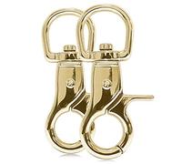 Ganzoo Lot de 2 mousquetons avec tête pivotante pour laisse et collier de chien en acier allié de 60 mm de long, également pour paracorde 550 / porte-clés Doré