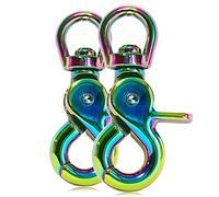 Ganzoo Lot de 2 mousquetons Ciseaux à Pivot, Acier allié, Crochet Rond à Ouverture Rapide, Rotation 360 degres, pour Laisse de Chien, paracorde 550, Porte-clés, 61 mm, oeillet 12 x 11 mm, Arc-en-Ciel