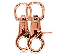 Ganzoo © Lot de 2 mousquetons en acier allié avec tête pivotante pour laisse et collier de chien - Longueur : 60 mm - Pour paracorde 550/porte-clés - Couleur : or rose