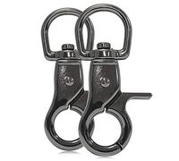 Ganzoo Lot de 2 mousquetons pivotants 60 mm, Tete declenchement Pratique, Tete rotative avec emerillon, Acier Allie Couleur Titane, oeillet 15 mm, pour Longe de Chien, Collier et paracorde 550