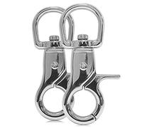 Ganzoo Lot de 2 mousquetons pivotants de 60 mm pour laisse de chien en acier allié, tête de déclenchement pour collier de chien en alliage d'acier argenté