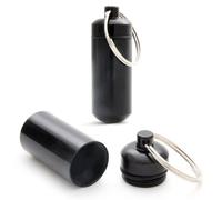 Ganzoo Lot de 2 Porte-clés piluliers étanches avec Capuchon à Visser en Aluminium avec Joint en Caoutchouc Noir Hauteur 45 mm