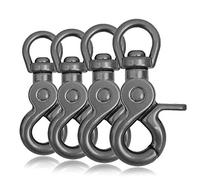 Ganzoo Lot de 4 mousquetons en acier allié avec articulation rotative pour laisse et collier de chien Gris métallisé Longueur 61 mm